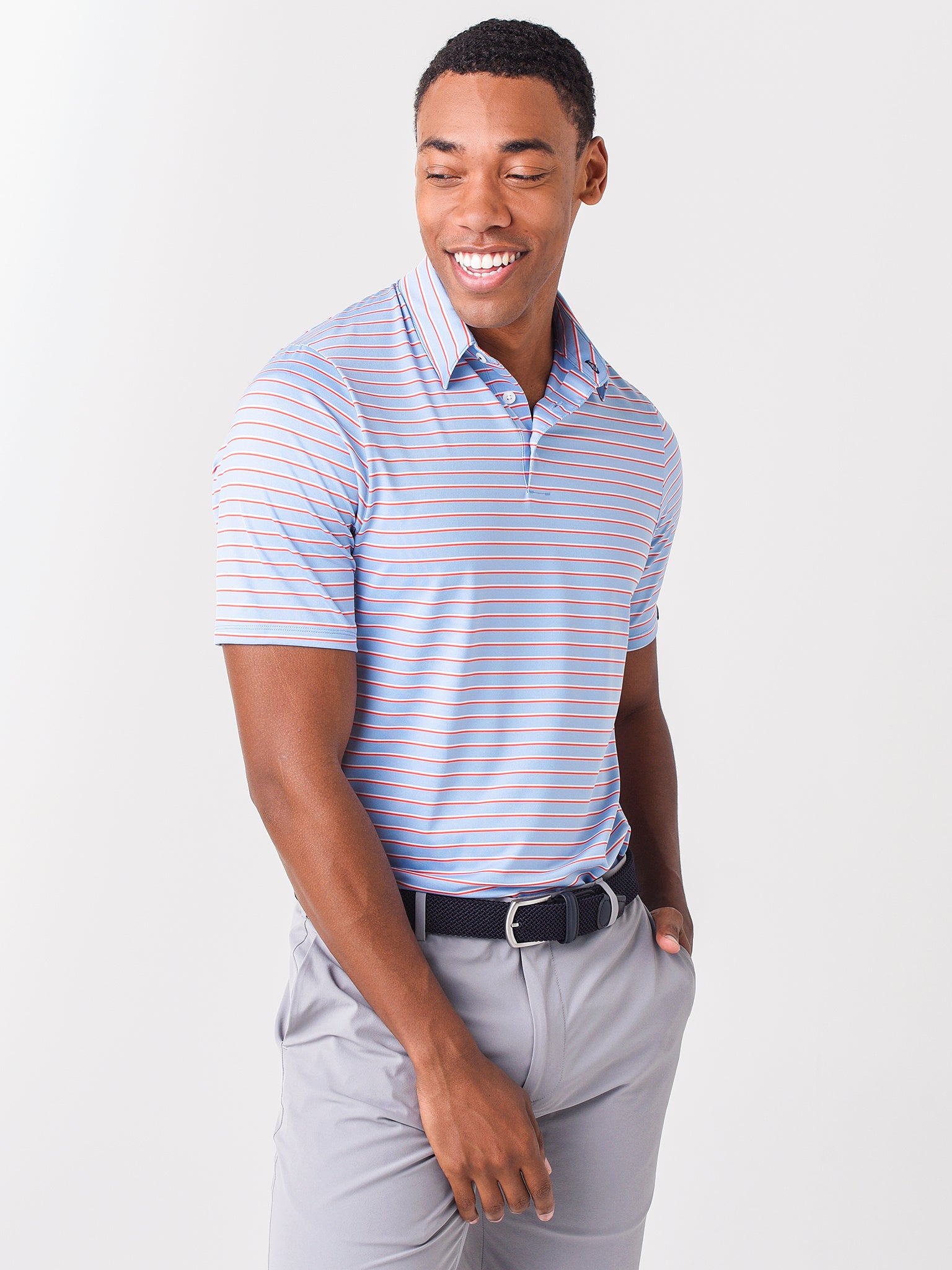 Kjus Men's Soren Multicolor Stripe Polo - Saint Bernard
