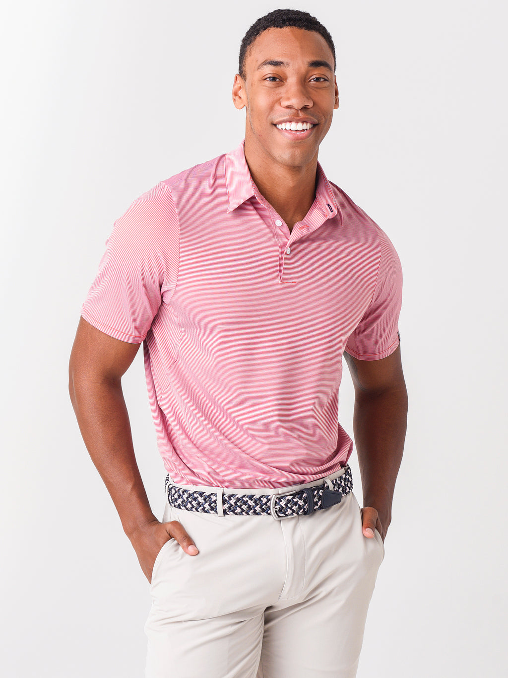Kjus Men's Soren Stripe Short Sleeve Polo - Saint Bernard