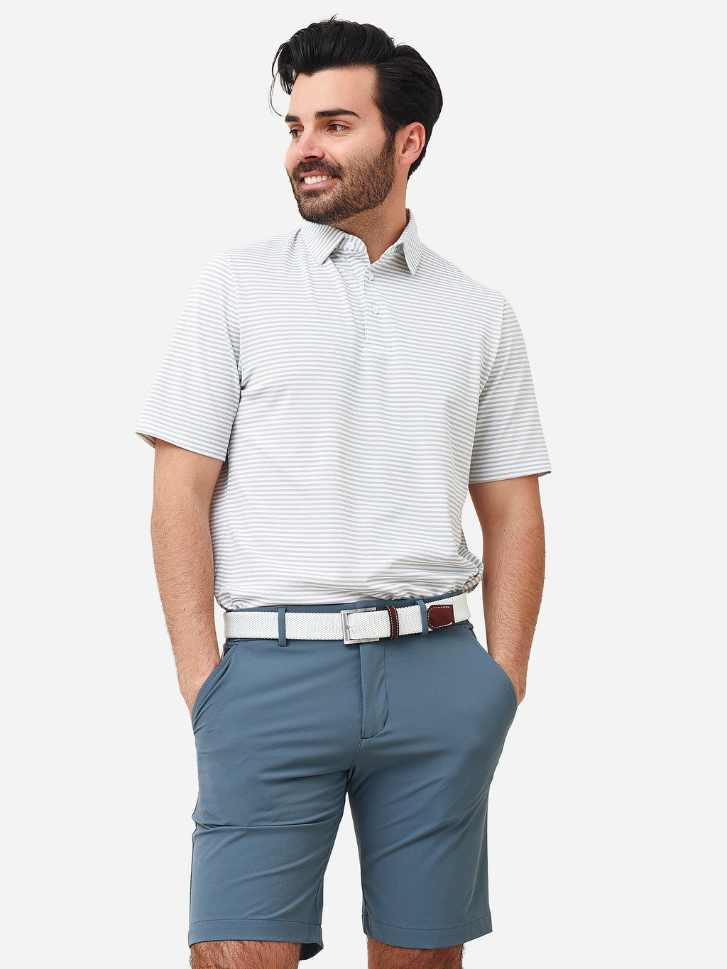 KJUS Men's Lee Stripe Polo - Saint Bernard