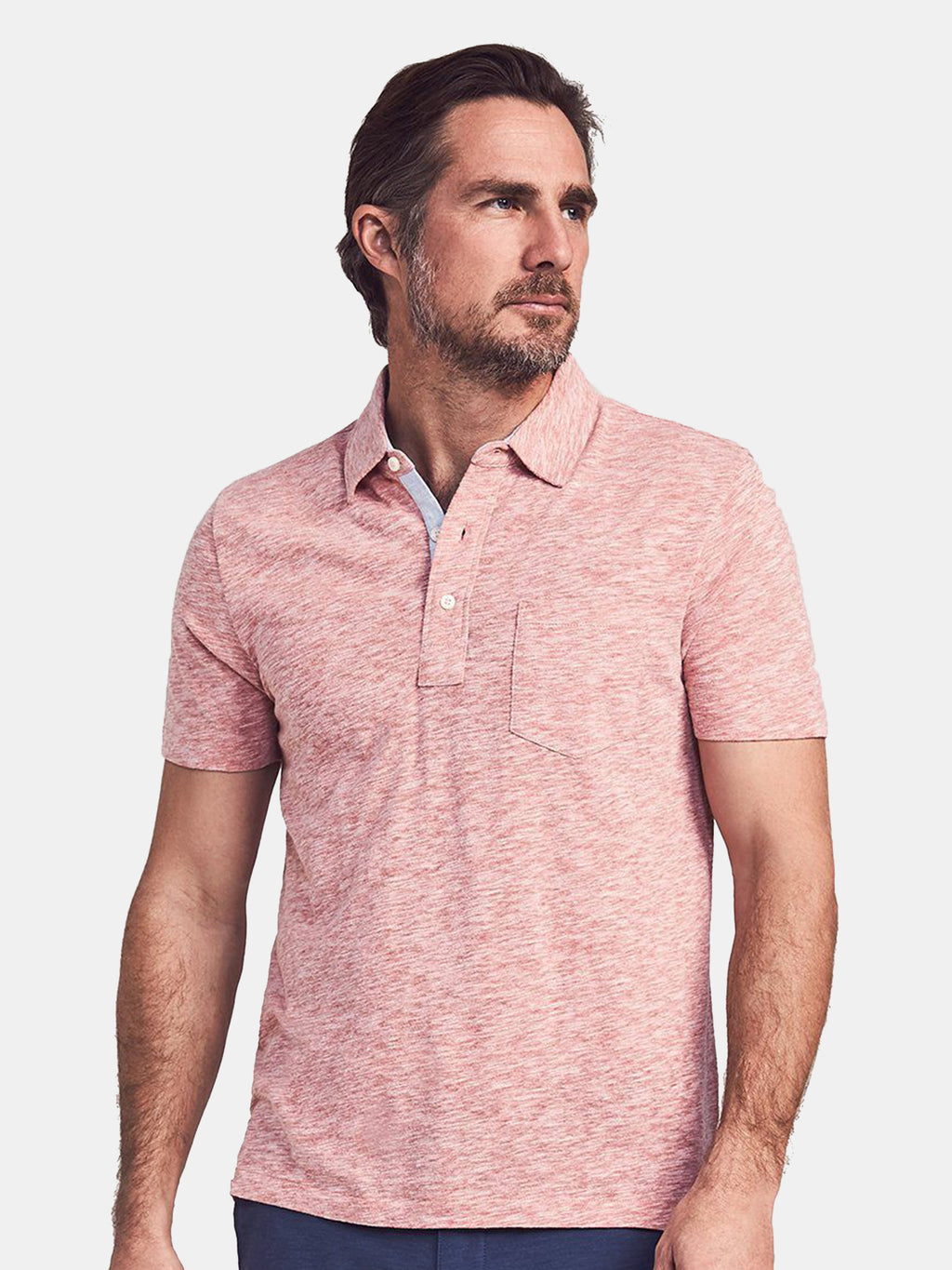 Faherty Brand Men's Short-Sleeve Heather Polo - Saint Bernard