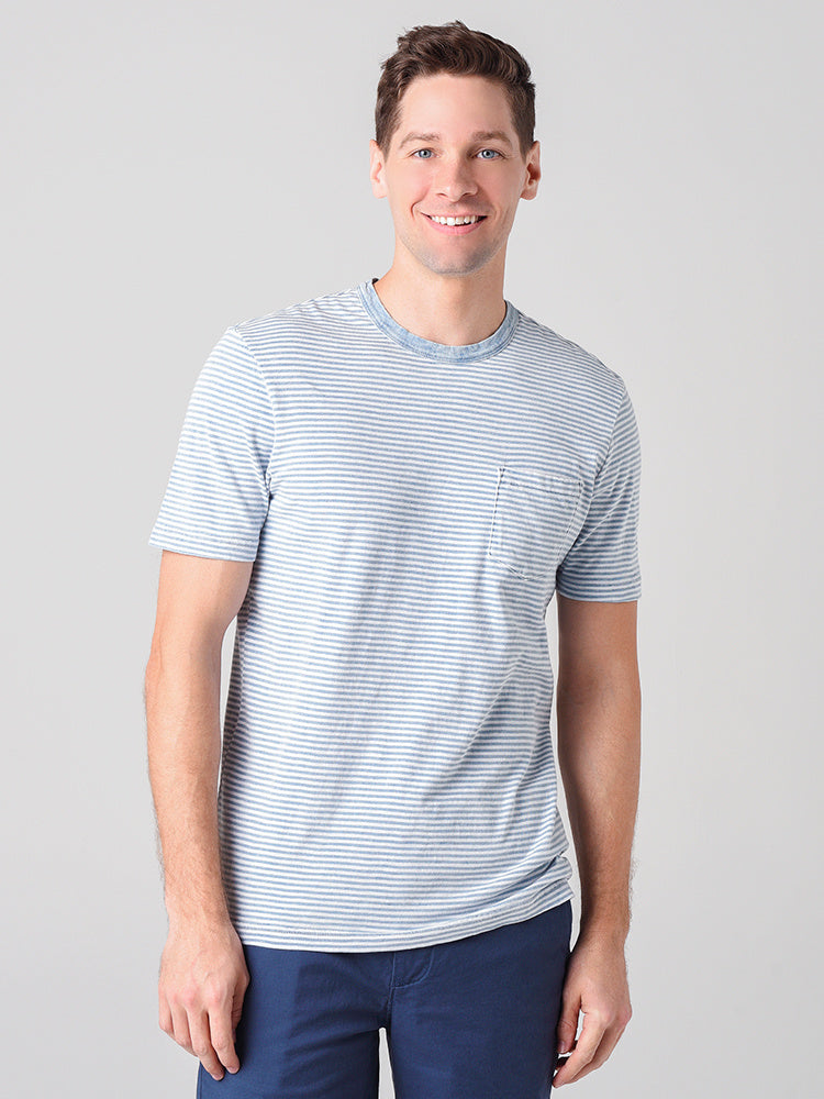 Faherty Brand Short Sleeve Indigo Pocket Tee - Saint Bernard
