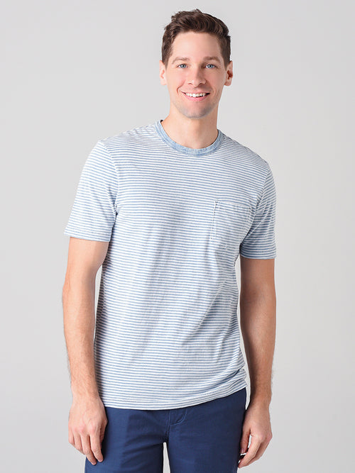 Faherty Brand Short Sleeve Indigo Pocket Tee
