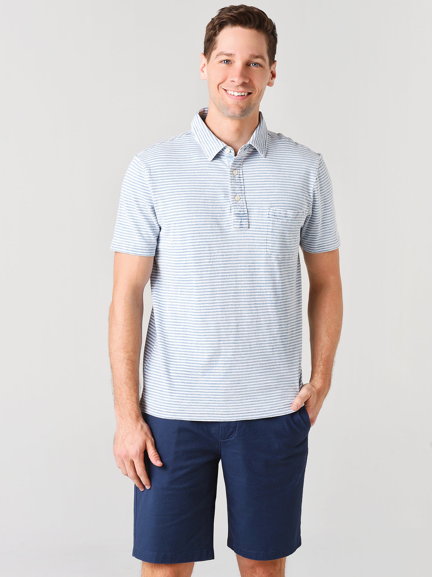Faherty Brand Short Sleeve Indigo Polo - Saint Bernard