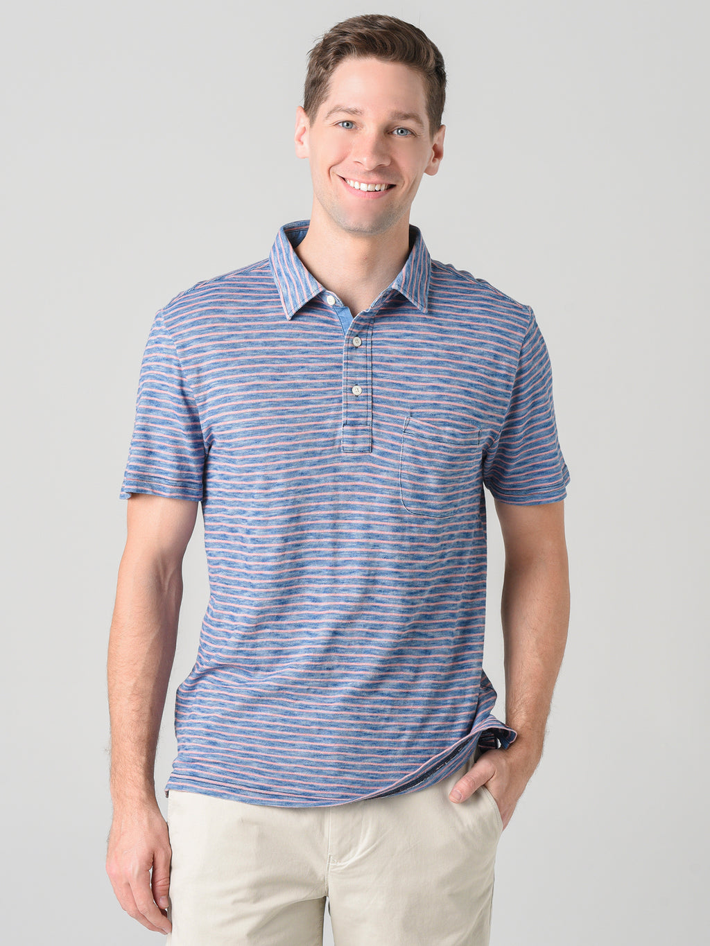 Faherty Brand Men's Short-Sleeve Indigo Polo - Saint Bernard