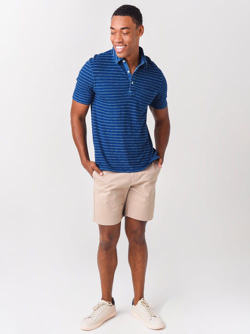 Faherty Brand Men's Short Sleeve Indigo Polo