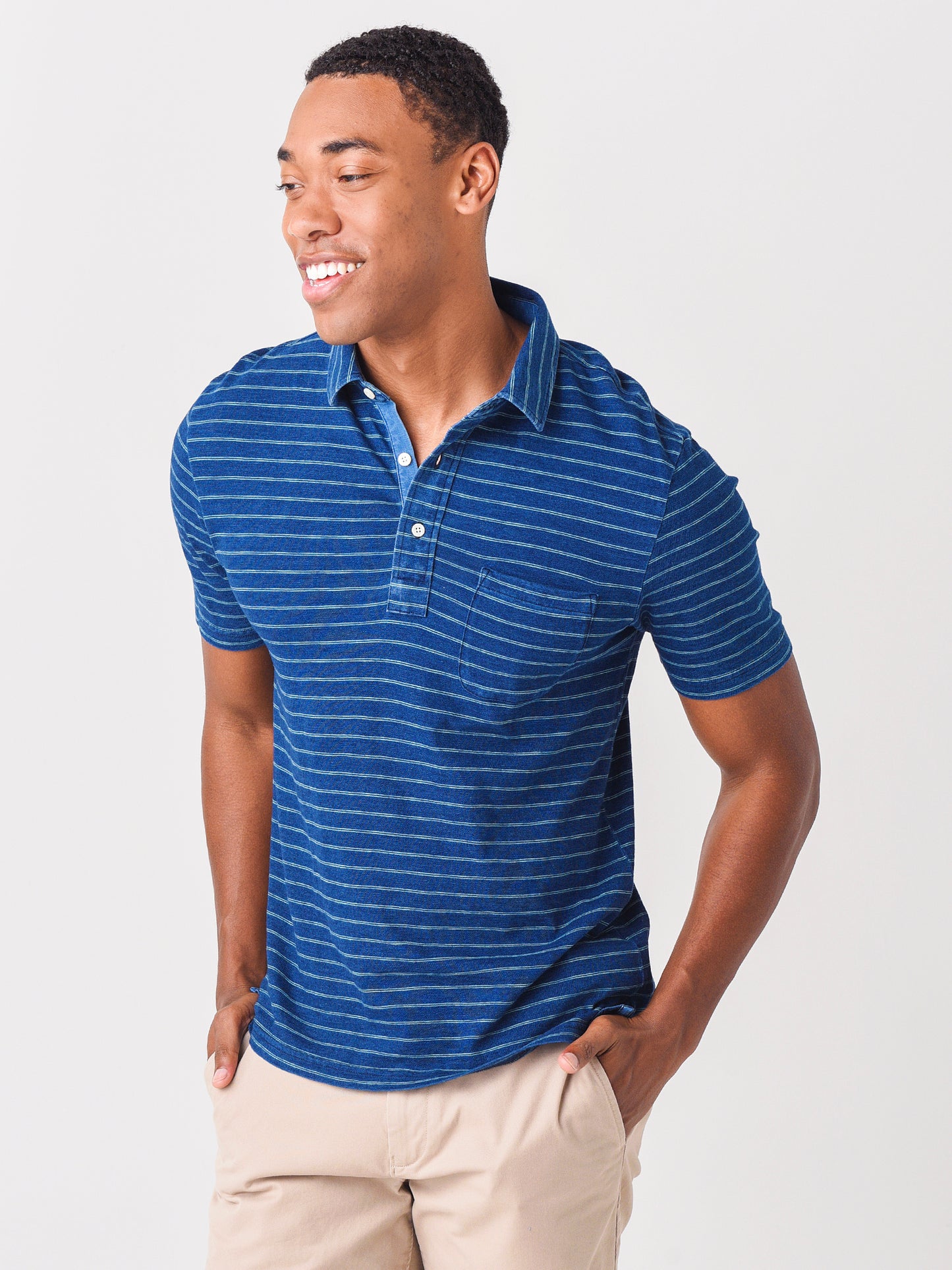 Faherty Brand Men's Short Sleeve Indigo Polo - Saint Bernard