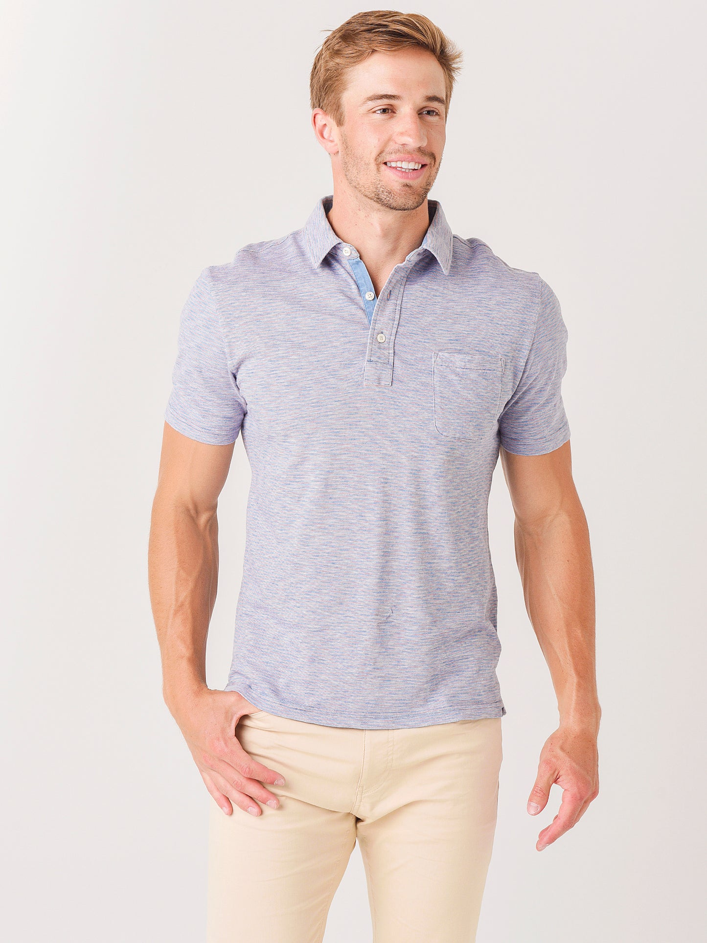 Faherty Brand Men's Short Sleeve Indigo Polo - Saint Bernard