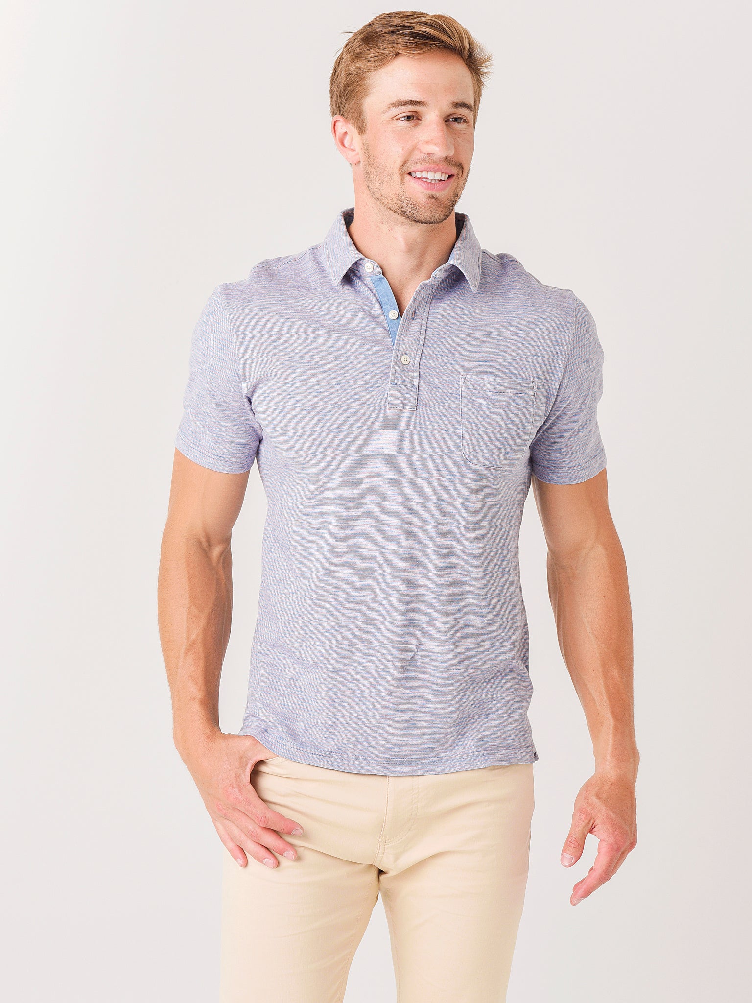 Faherty Brand Men's Short Sleeve Indigo Polo - Saint Bernard