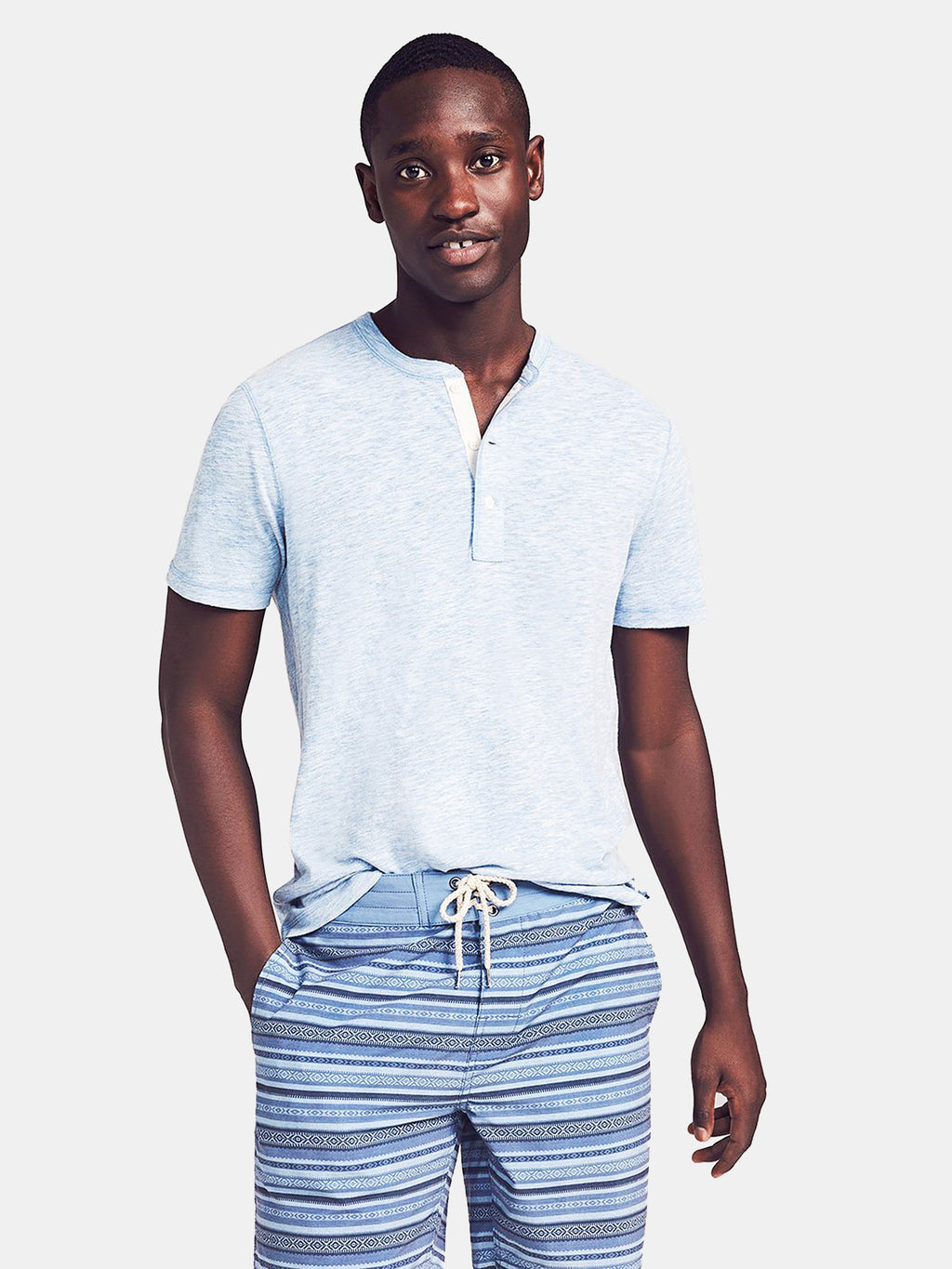 Faherty Brand Men's Short-Sleeve Heather Henley Tee - Saint Bernard