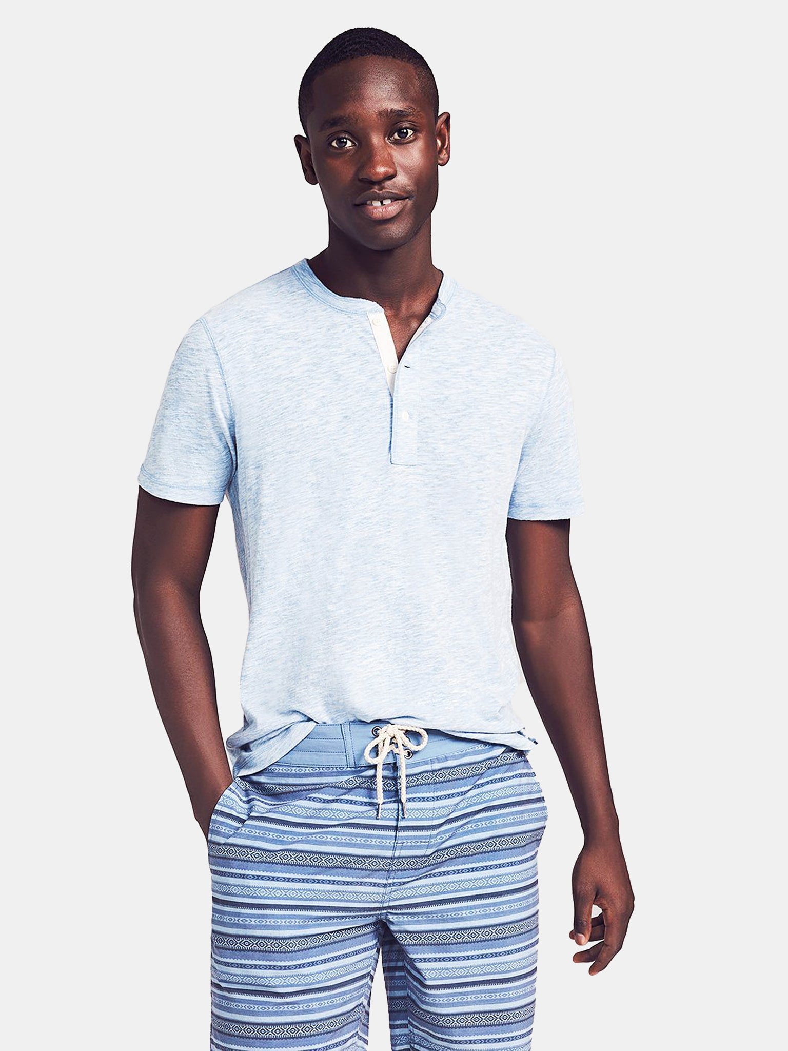 Faherty Brand Men's Short-Sleeve Heather Henley Tee - Saint Bernard