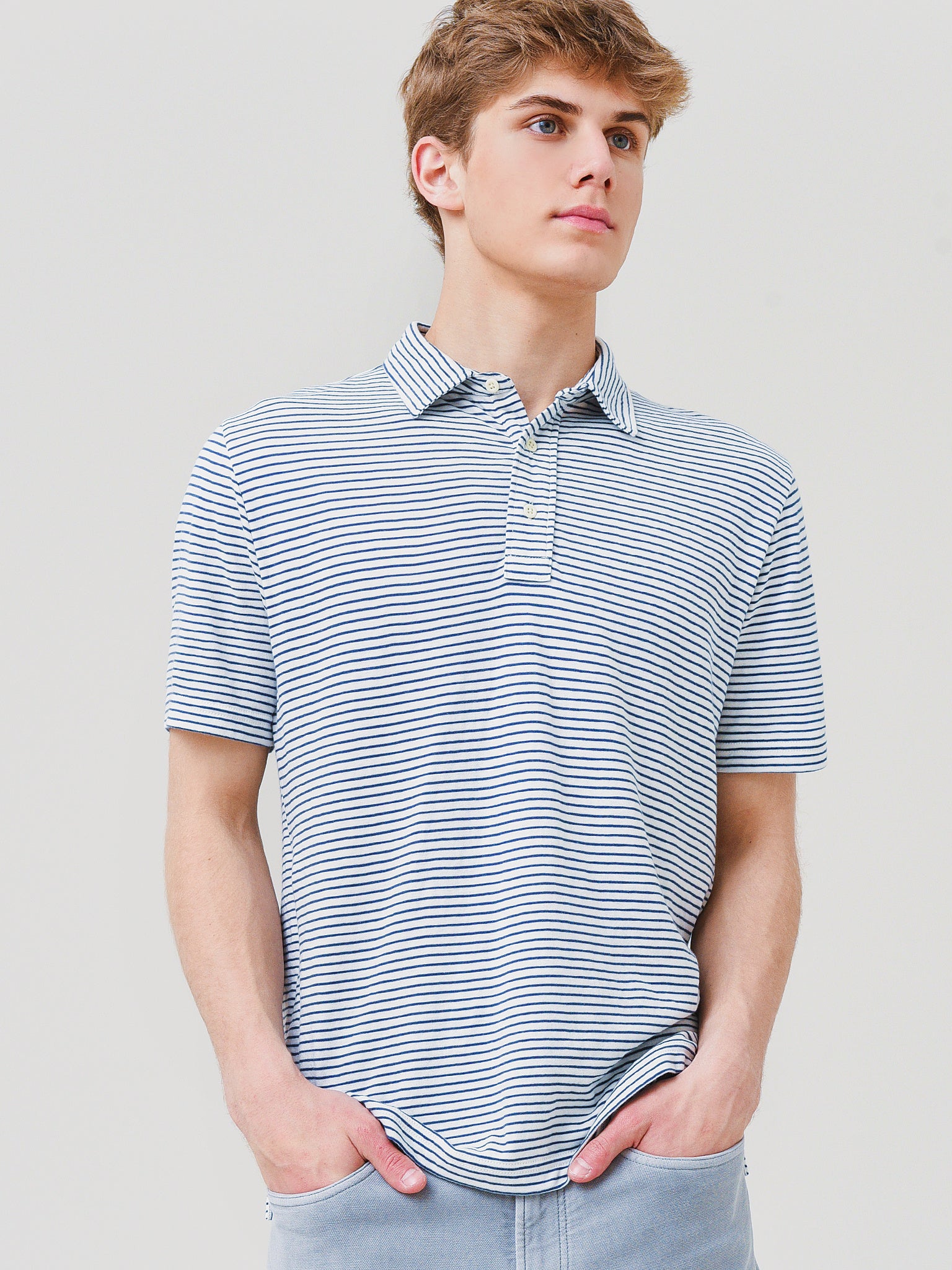 Faherty Brand Men's Cloud Stripe Polo - Saint Bernard