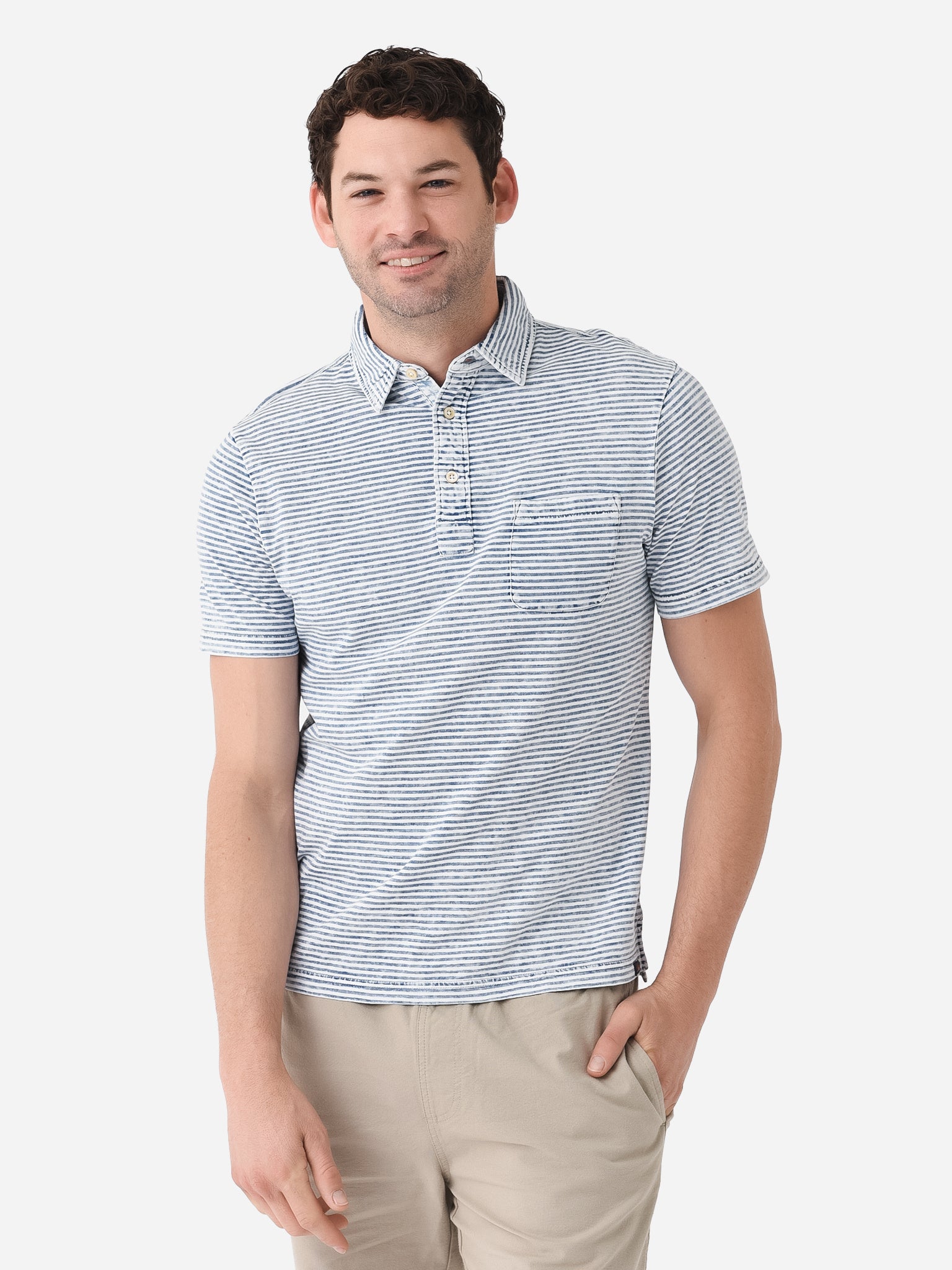 Faherty Brand Men's Short Sleeve Indigo Polo - Saint Bernard