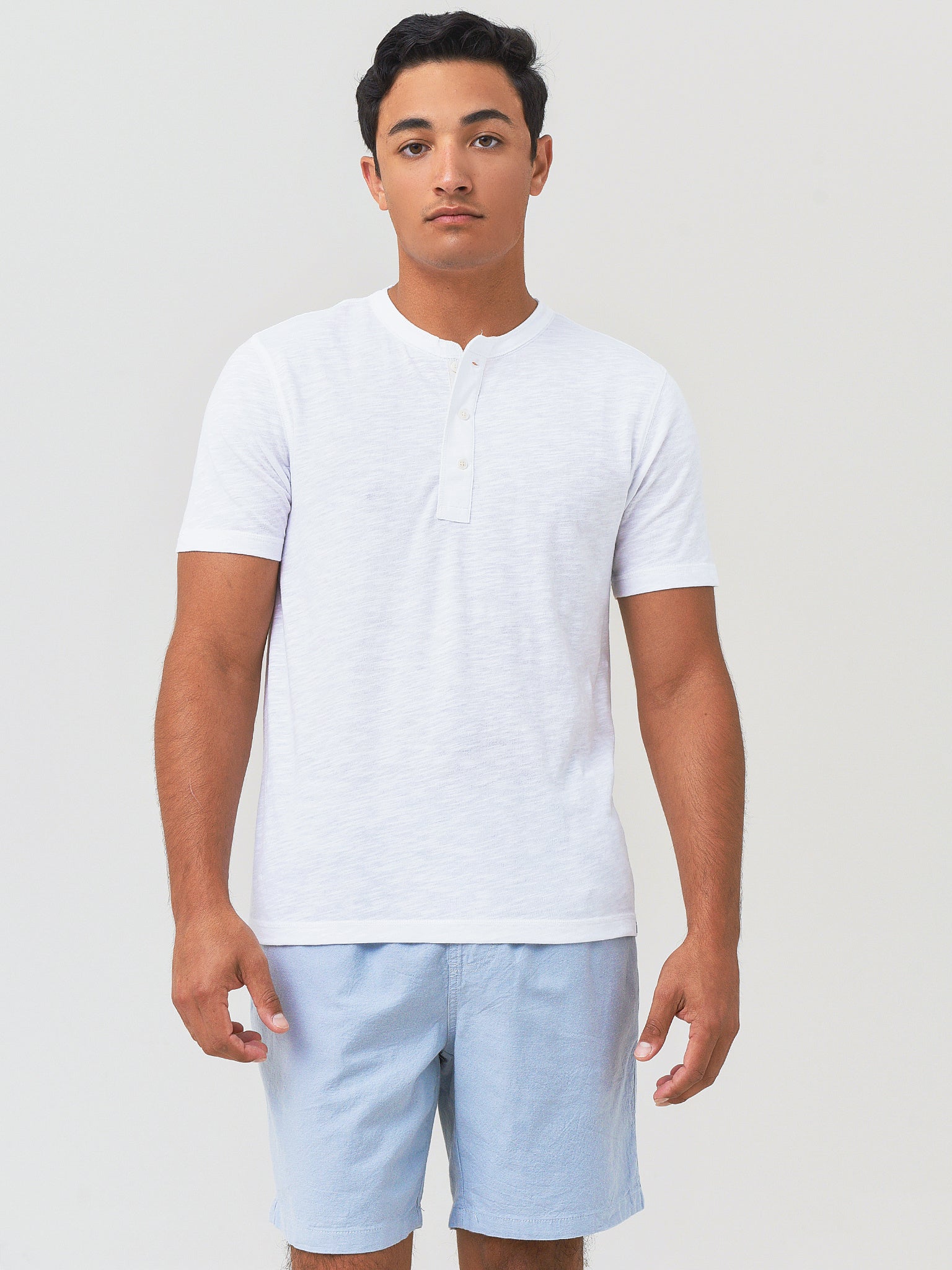 Faherty Brand Men's Short Sleeve Heather Henley Tee - Saint Bernard