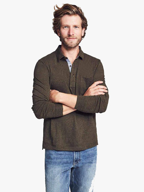 Faherty Brand Long Sleeve Luxe Heathered Polo