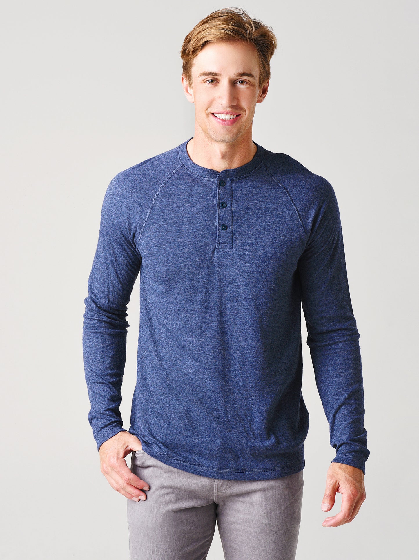 Faherty Brand Men's Cloud Long Sleeve Henley - Saint Bernard