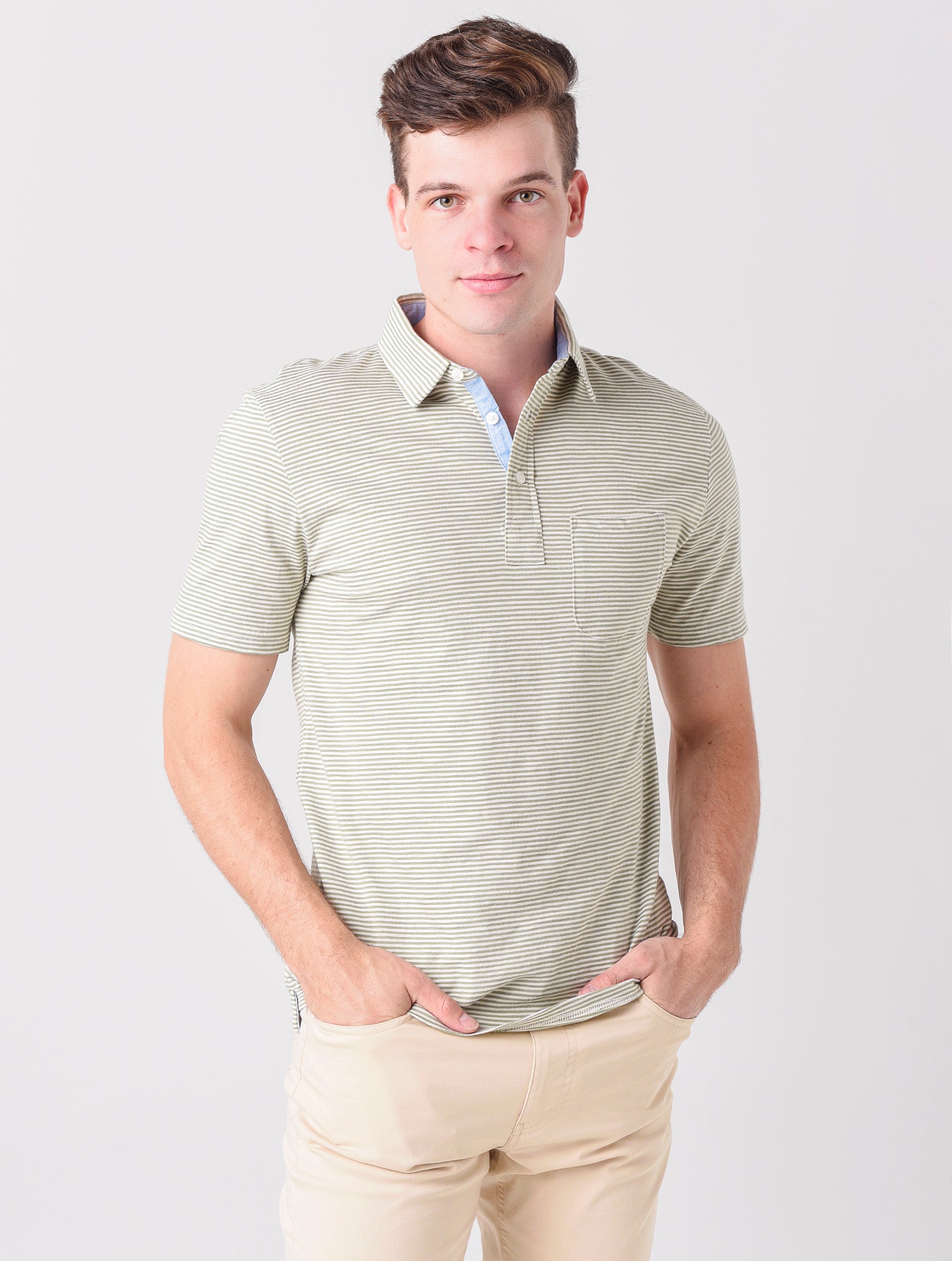 Faherty Brand Men's Saltwashed Striped Polo - Saint Bernard