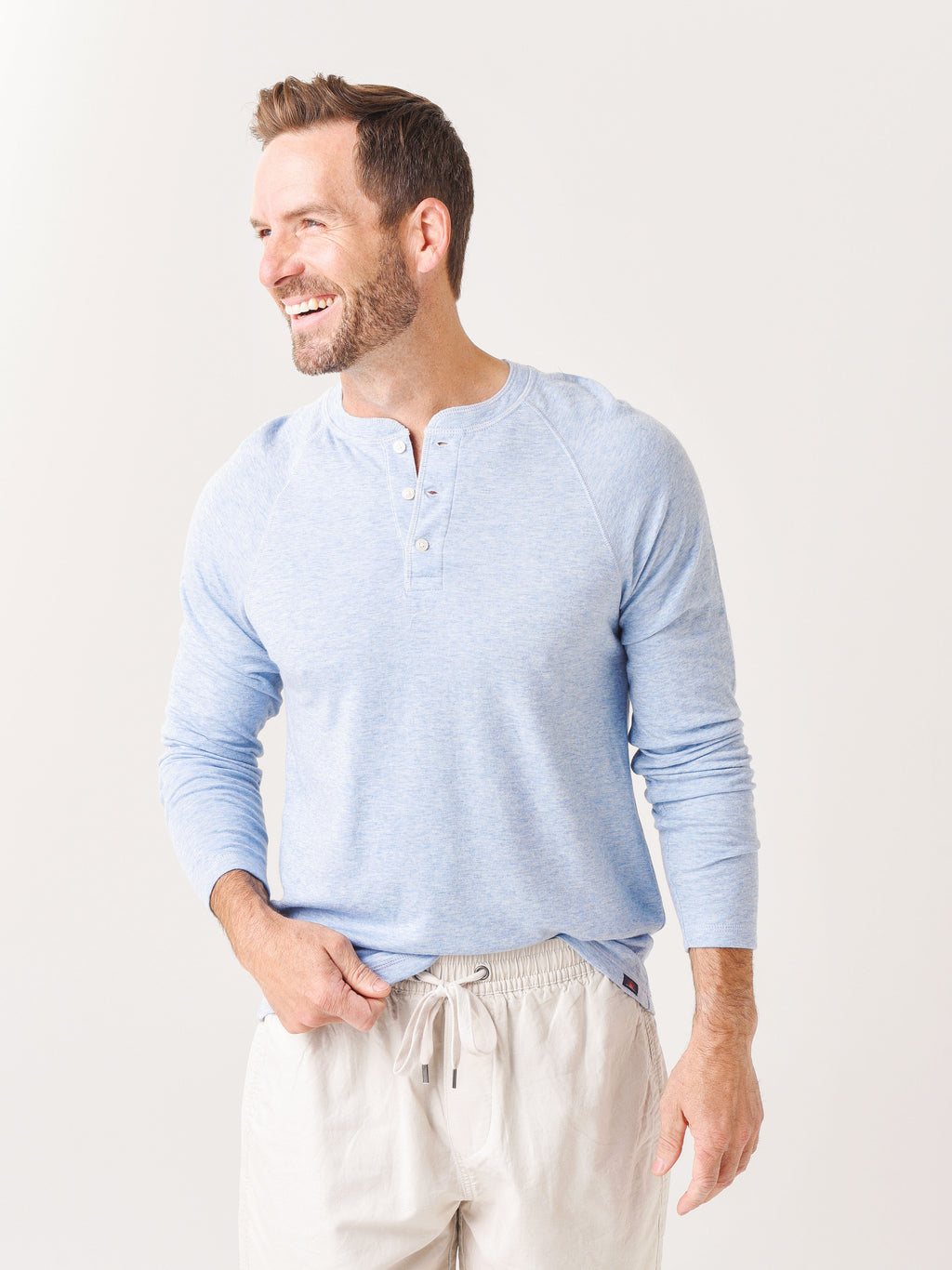 Faherty Brand Men's Cloud Long-Sleeve Henley Shirt - Saint Bernard
