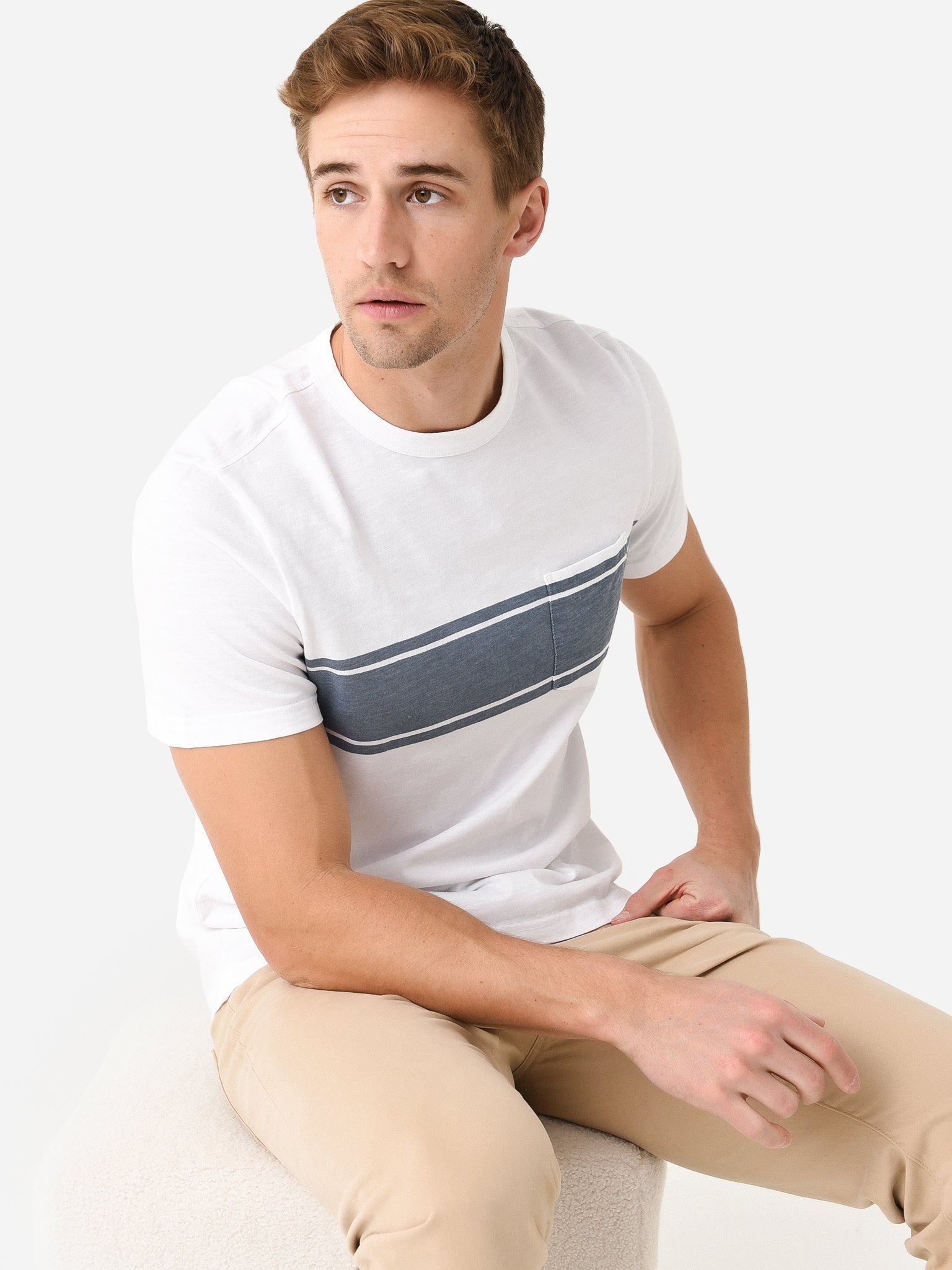 Faherty Brand Men's Surf Stripe Sunwashed Tee - Saint Bernard