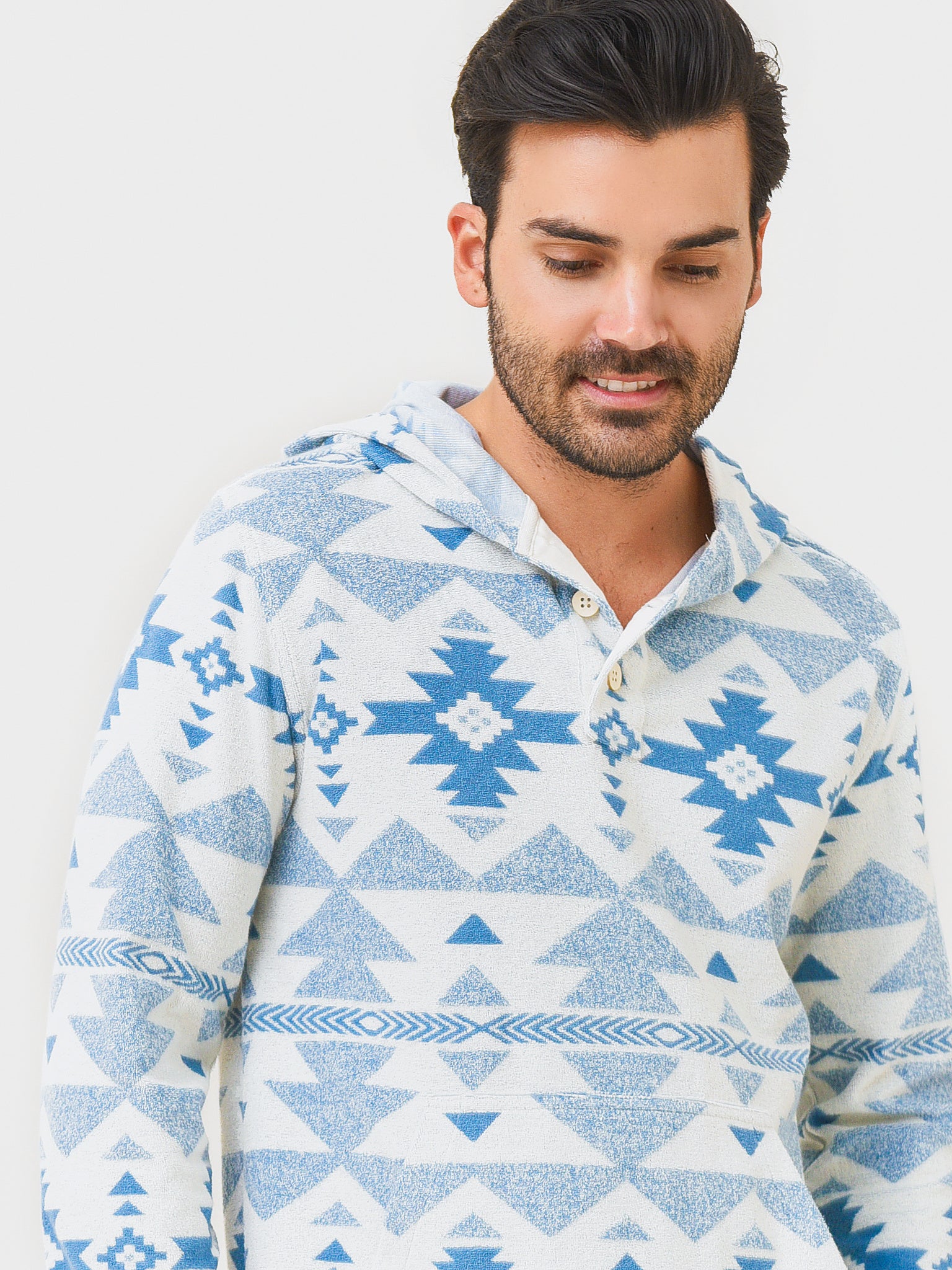 Faherty Brand Men's Doug Good Feather Cabana Pacific Hoodie - Saint Bernard