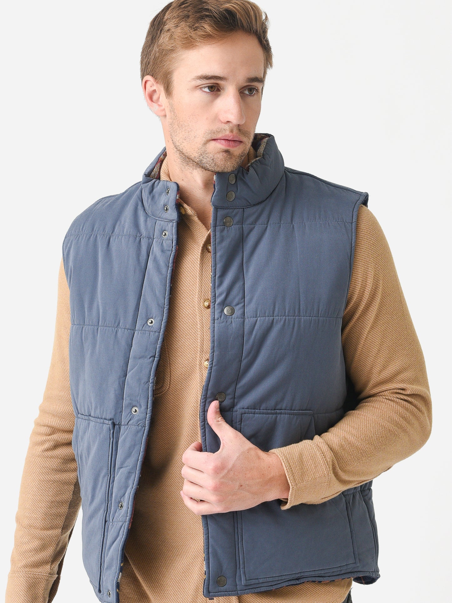 Faherty Brand Men's Doug Good Feather Reversible Vest - Saint Bernard