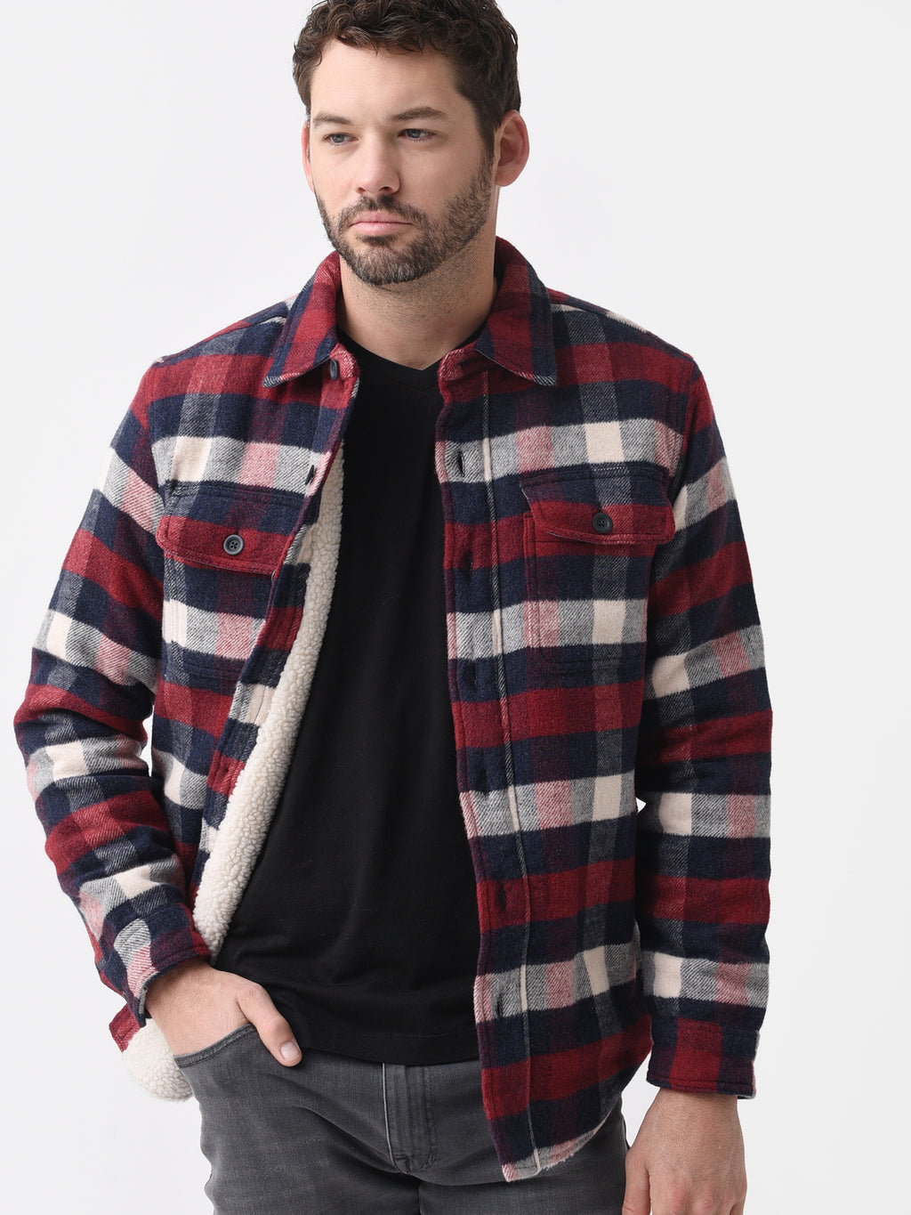 Faherty Brand Men's High Pile Fleece CPO Jacket - Saint Bernard