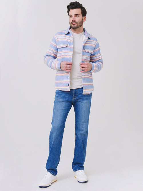 Faherty Brand Men's Sherpa Lined Stripe Shirt Jacket