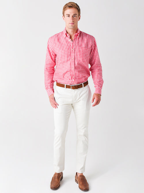 Saint Bernard Men's Linen Check Button-Down Shirt