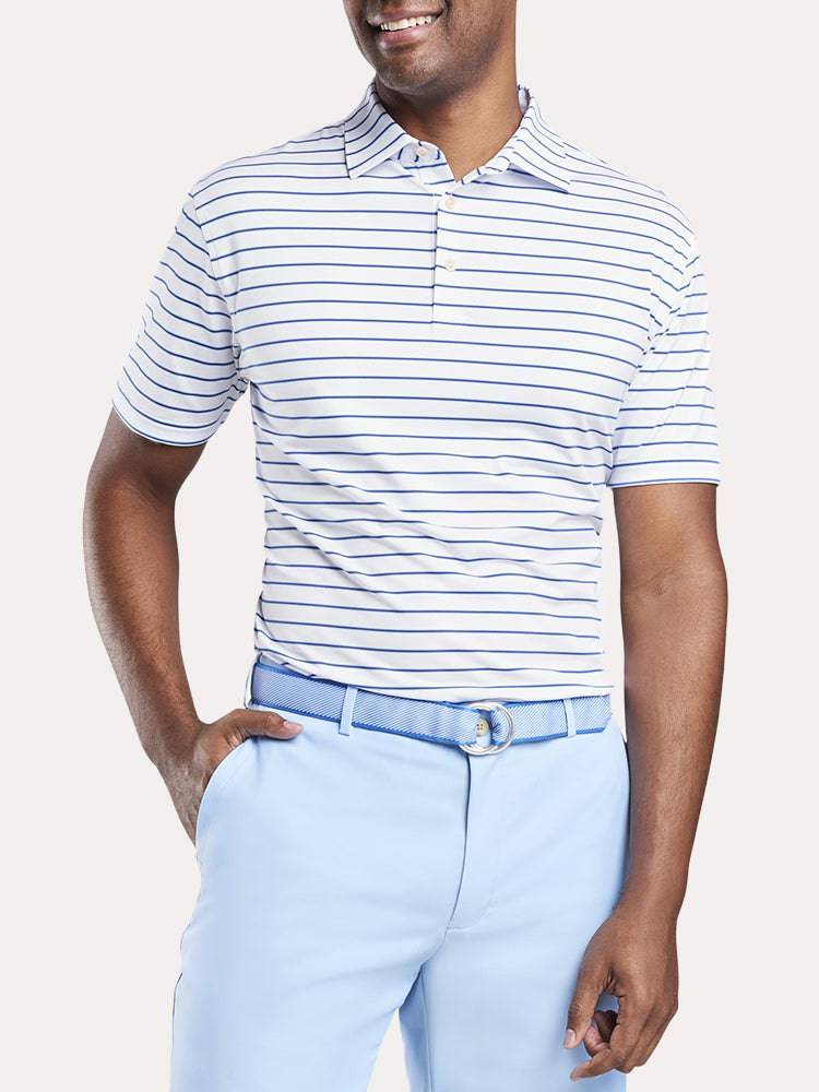 Peter Millar Men's Market Stripe Stretch Jersey Polo - Saint Bernard