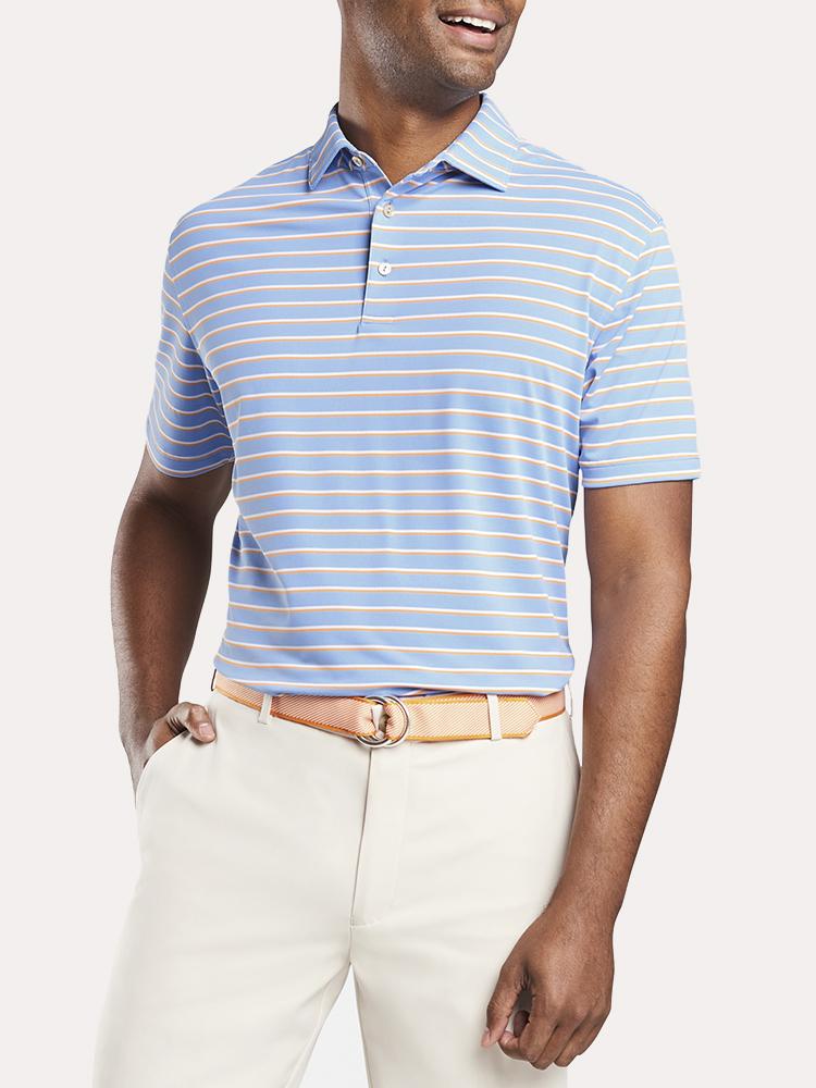 Peter Millar Coley Stripe Stretch Mesh Polo - Saint Bernard