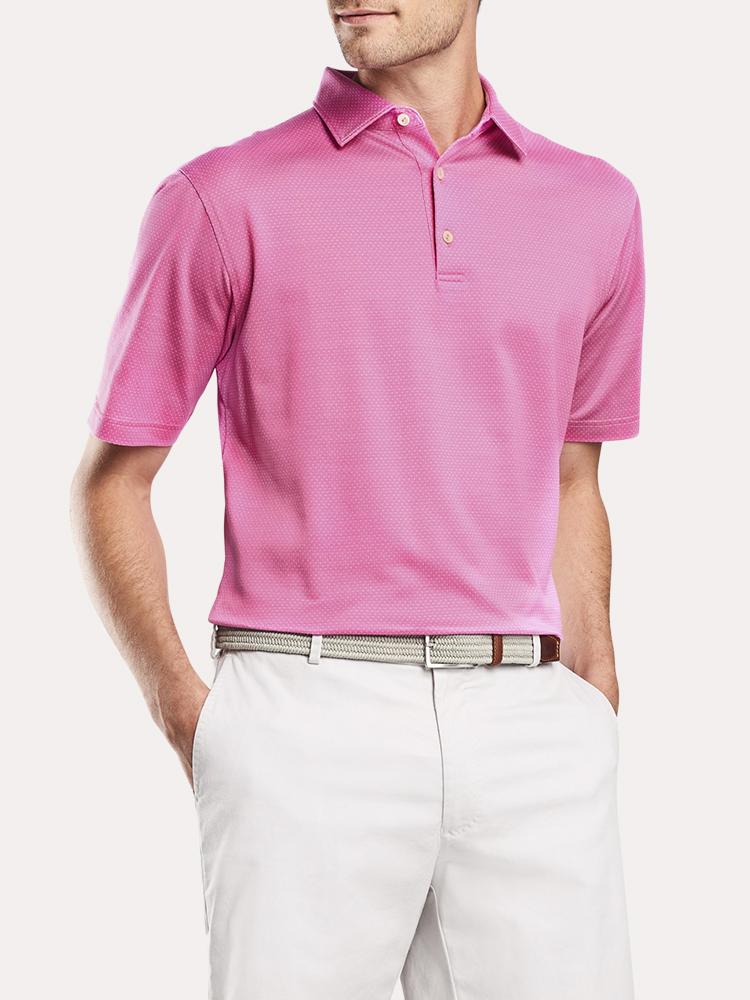 Peter Millar Darien Pindot Jacquard Cotton Lisle Polo - Saint Bernard