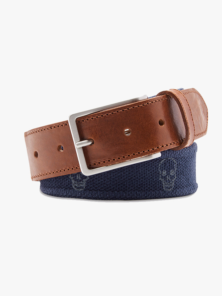 Peter Millar Crown Men’s Skulls On Canvas Belt - Saint Bernard