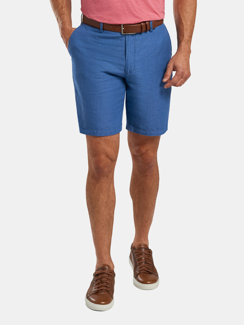 Peter Millar Crown Men’s Puppytooth Linen-Cotton Short