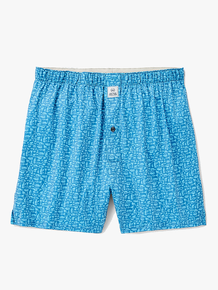 Peter Millar Crown Sport Men's Oaks Printed Burbon Stretch Jersey Boxer - Saint Bernard