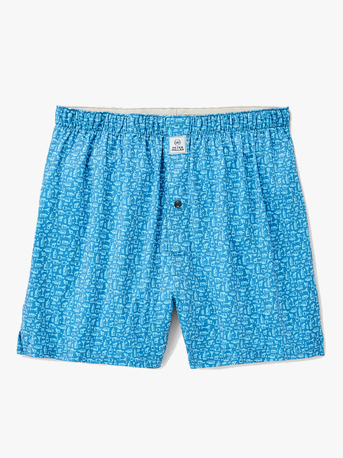 Peter Millar Crown Sport Men's Oaks Printed Burbon Stretch Jersey Boxer