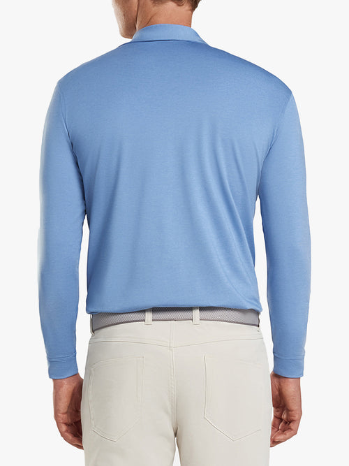 Peter Millar Crown Sport Men's Solid Stretch Jersey Long Sleeve Polo
