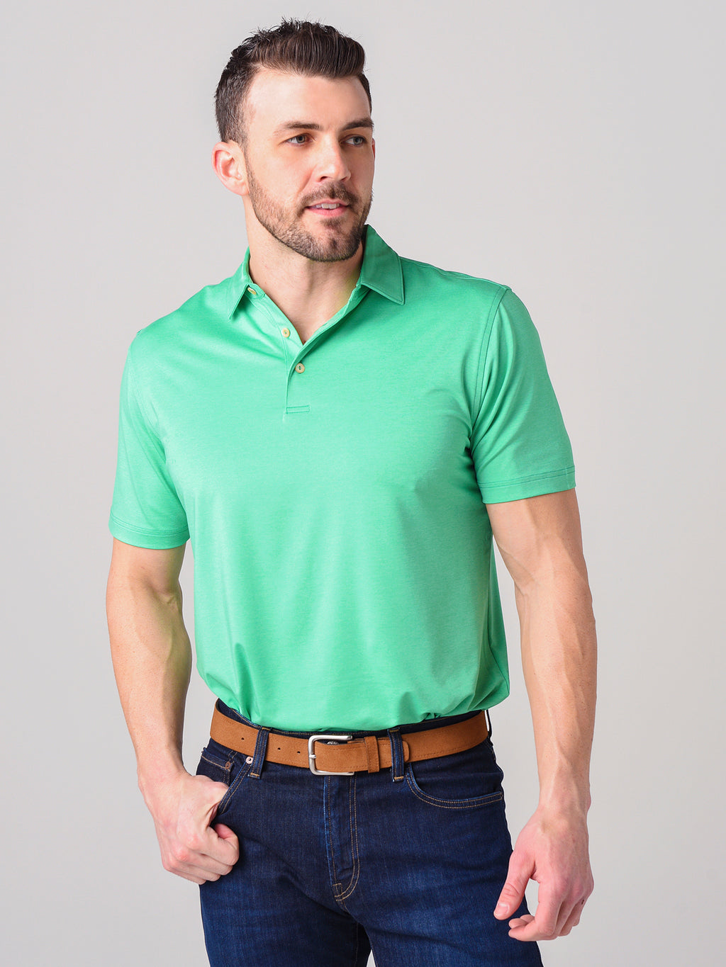 Peter Millar Crown Sport Men's Solid Stretch Jersey Polo - Saint Bernard