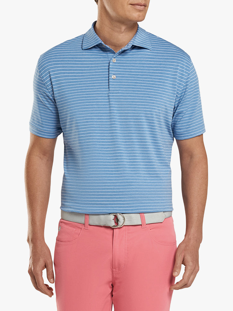 Peter Millar Crown Sport Men’s Crafty Striped Performance Polo - Saint Bernard