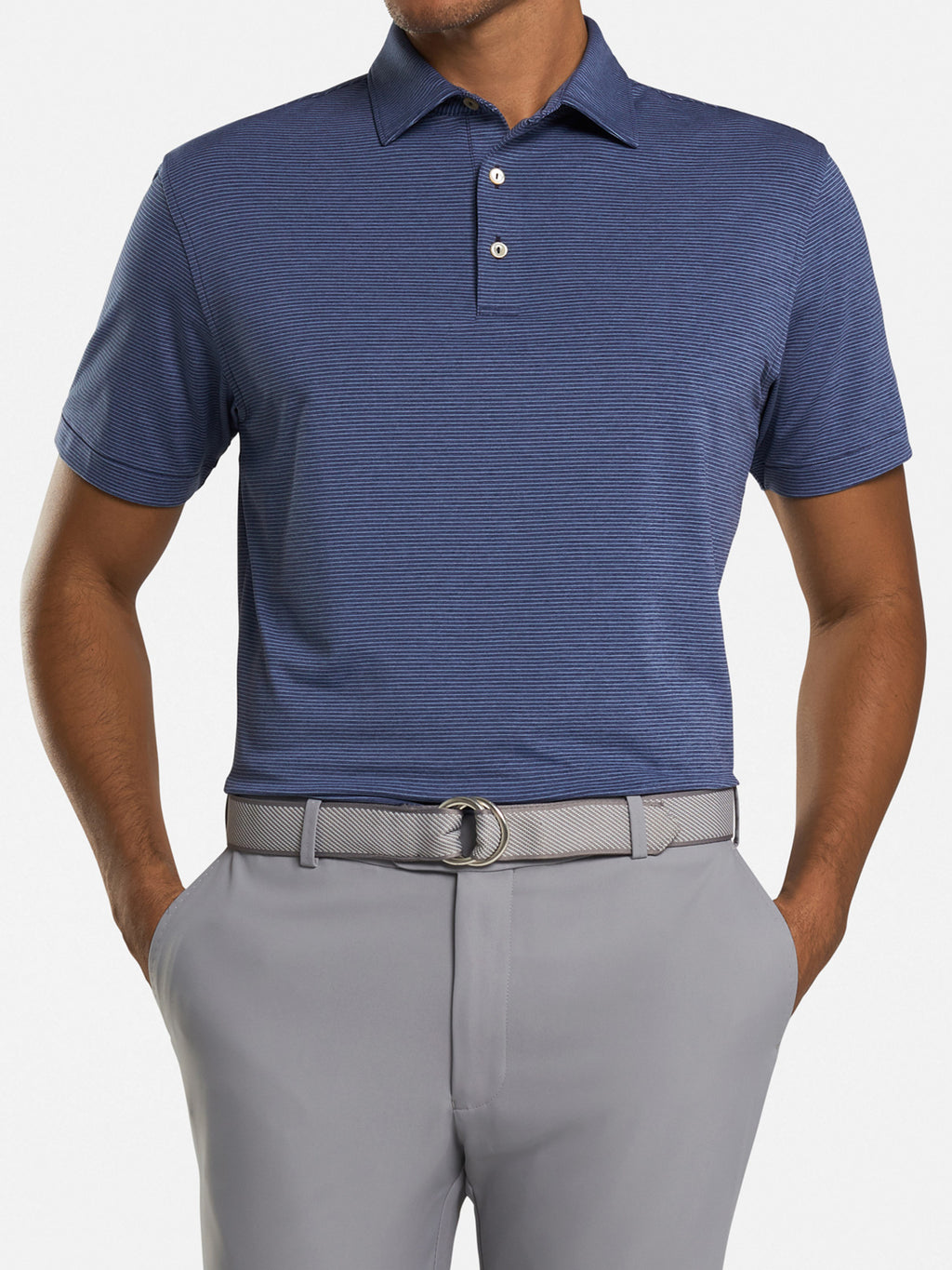 Peter Millar Crown Sport Men’s Halford Stripe Perfomance Polo - Saint Bernard