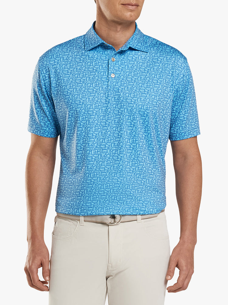 Peter Millar Crown Sport Men's Oak Print Bourbon Jersey Polo Sean - Saint Bernard