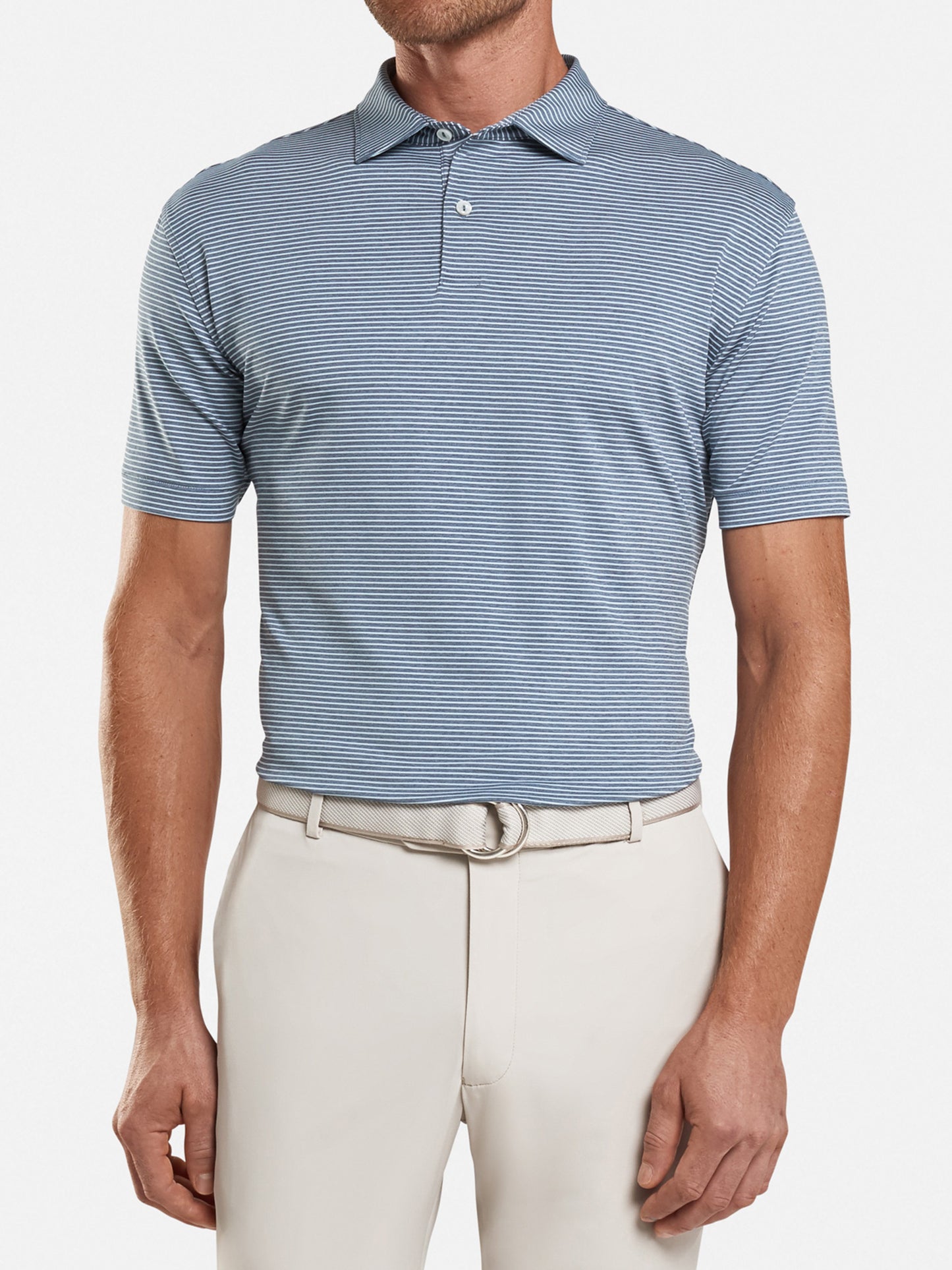 Peter Millar Men's  Crown Crafted Bullock Stripe Stretch Jersey Polo - Saint Bernard