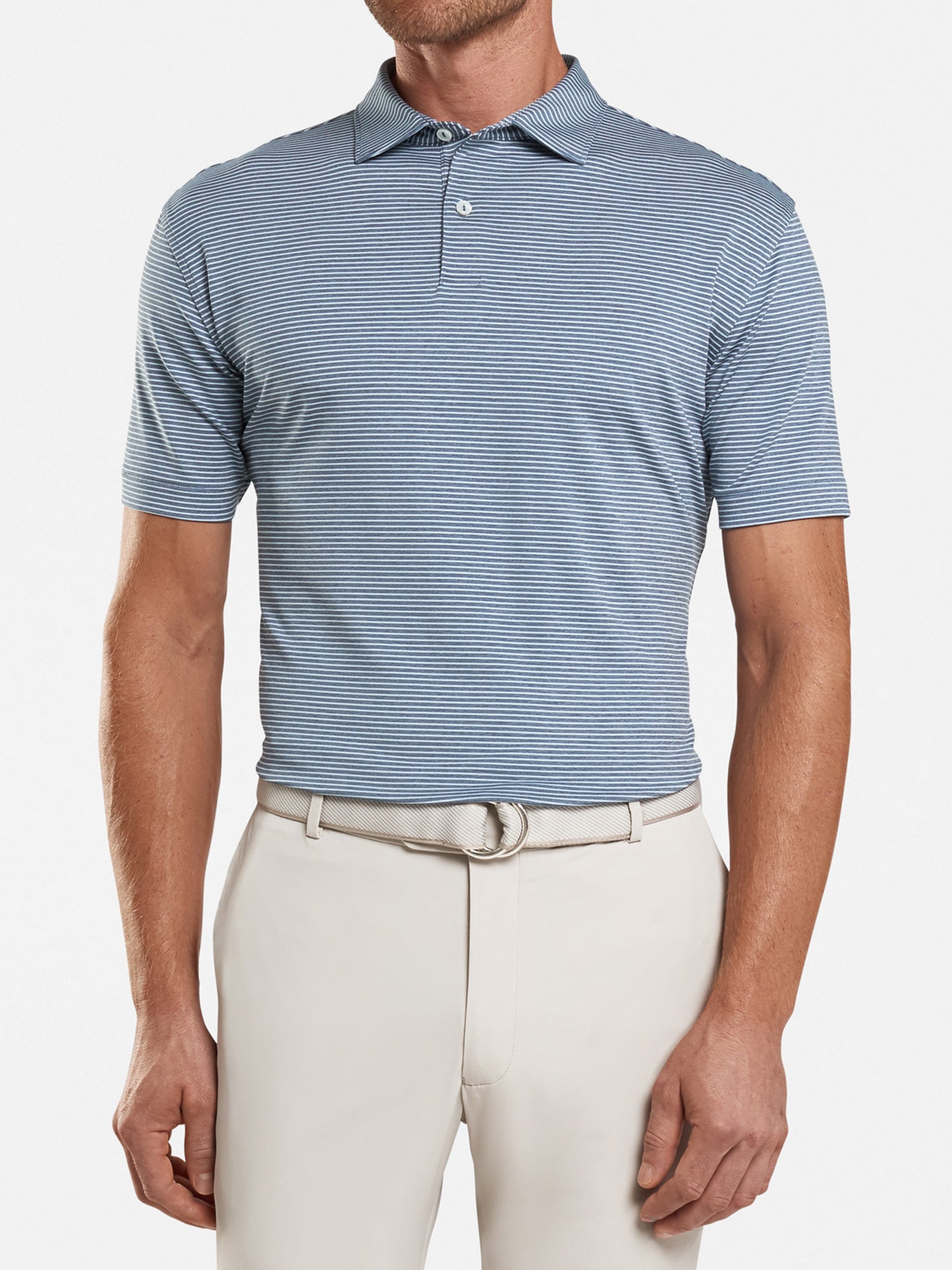 Peter Millar Men's  Crown Crafted Bullock Stripe Stretch Jersey Polo - Saint Bernard