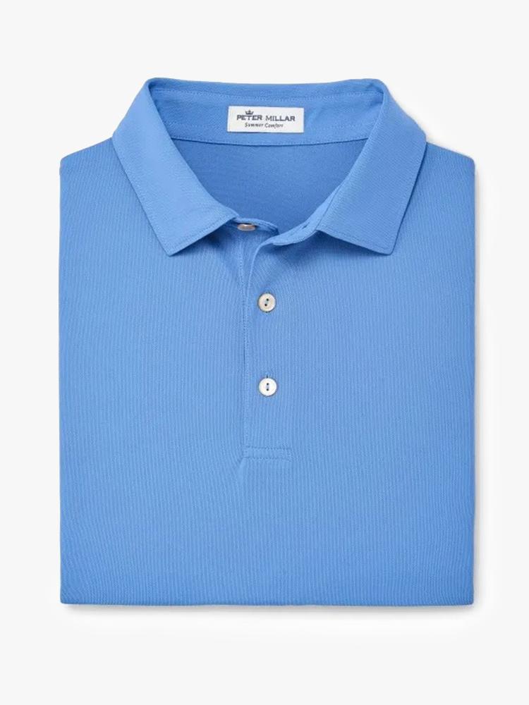 Peter Millar Men's Solid Stretch Mesh Sean Collar Polo - Saint Bernard