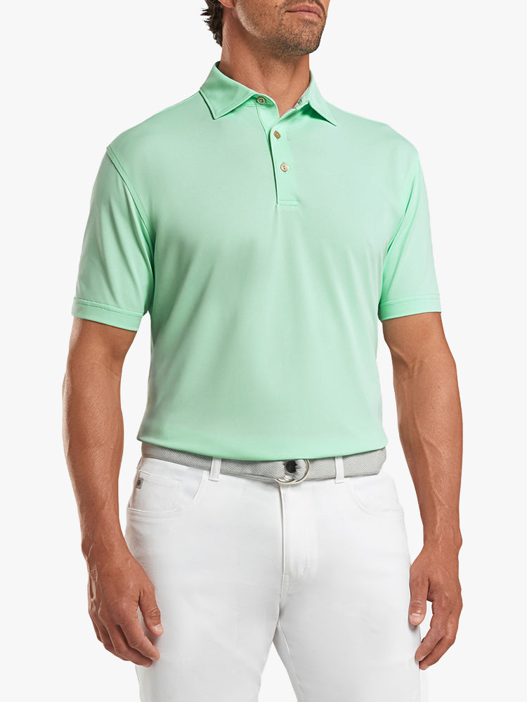Peter Millar Men's Solid Stretch Mesh Sean Collar Polo - Saint Bernard