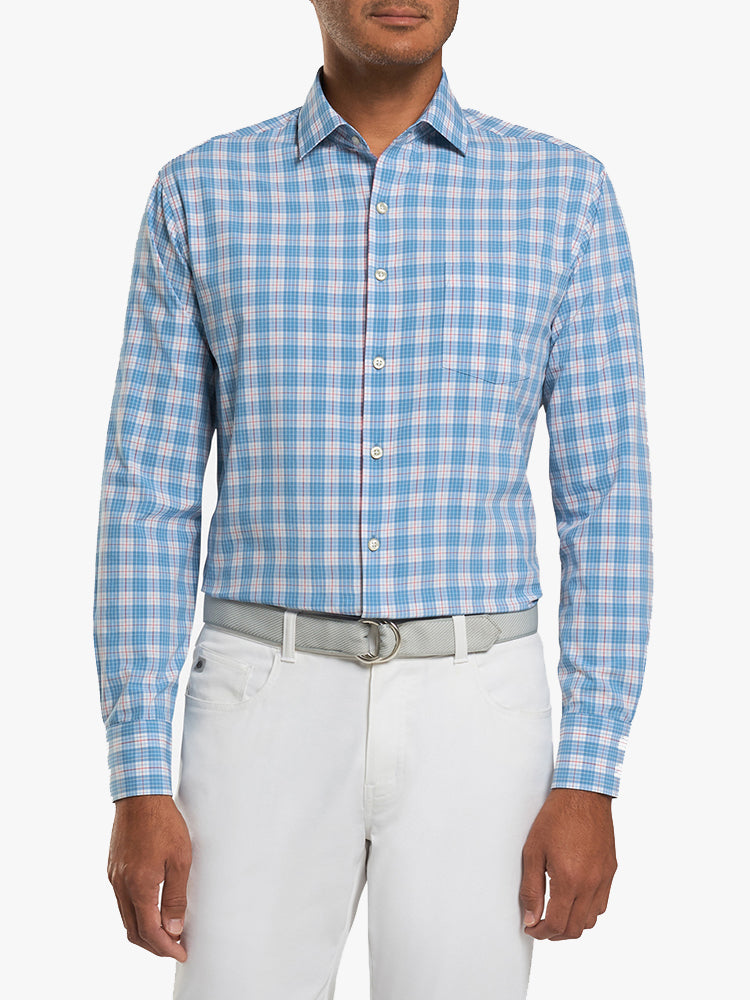 Peter Millar Crown Sport Men’s Griffin Natural Touch Sport Shirt - Saint Bernard