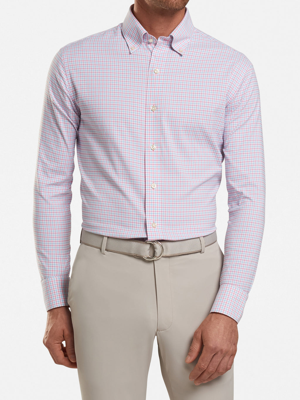 Peter Millar Men's Crown Crafted Armstrong Check Performance Oxford - Saint Bernard