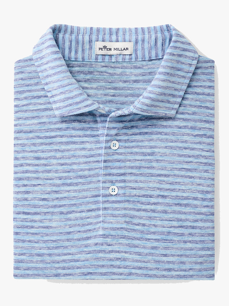 Peter Millar Seaside Men's Pungo Striped Slub Polo - Saint Bernard