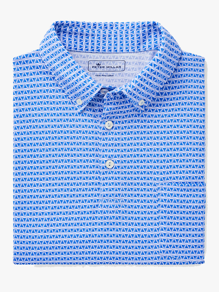 Peter Millar Seaside Men's Sailing Blues Print Polo - Saint Bernard