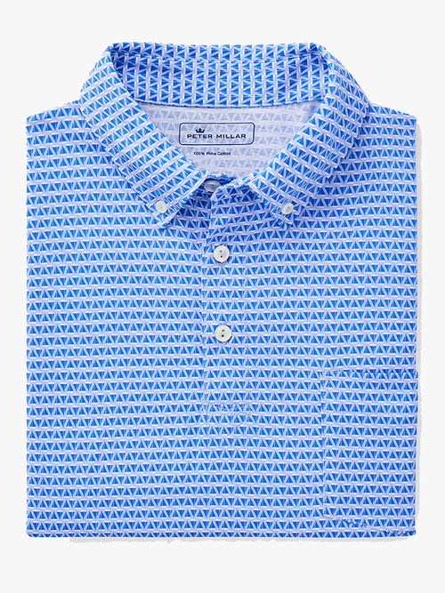 Peter Millar Seaside Men's Sailing Blues Print Polo