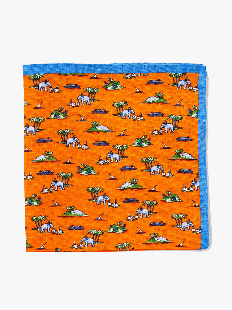 Peter Millar Crown Men's Elephant Safari Pocket Square - Saint Bernard
