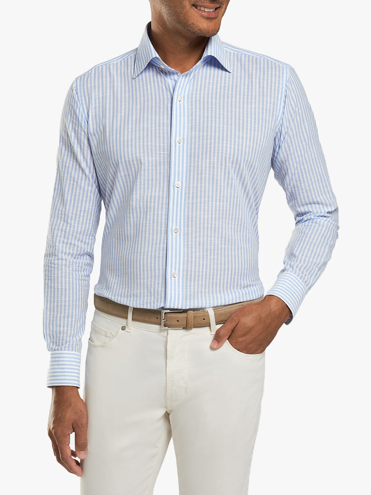 Peter Millar Collection Men’s Summer Chambray Stripe Sport Shirt - Saint Bernard